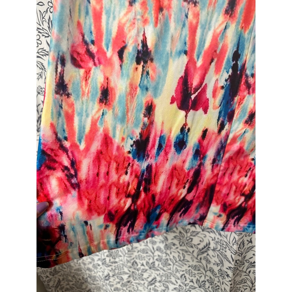 Bluetime Womens Tie Dye Cold Shoulder Knee Length Dress Multi Color Y2K Size M - Picture 6 of 7